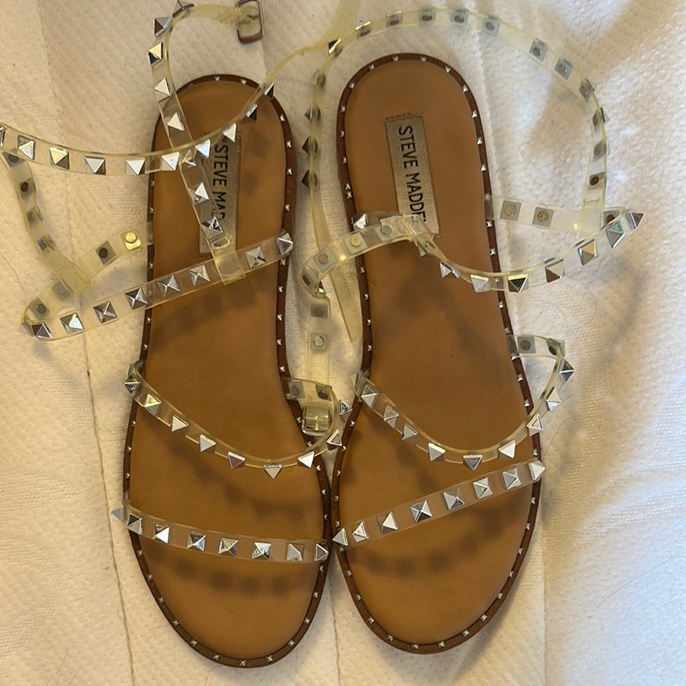 Steve Madden Silver Studded Strappy Sandals